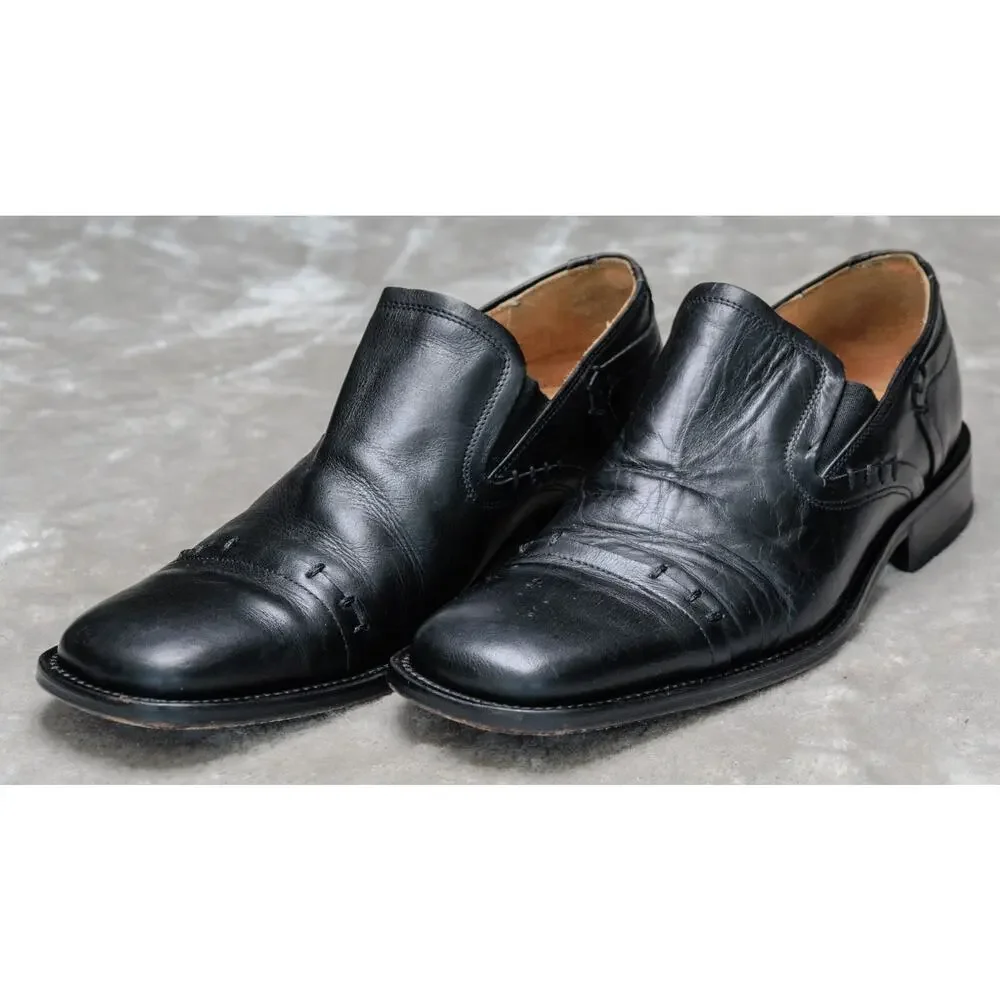 Kenneth Cole New York Black Leather Slip On Square Toe Loafers Mens Size 10